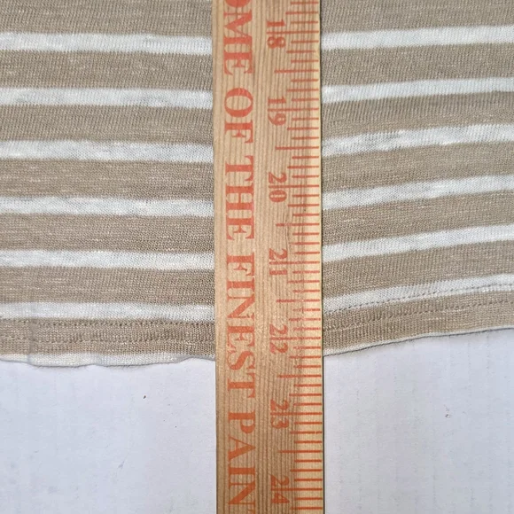 Faherty XL Striped Oceanside Linen V Neck T-Shirt short sleeve cropped slub knit - Picture 8 of 9